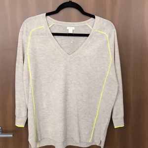 J.Crew Neon Piping V-Neck Sweater